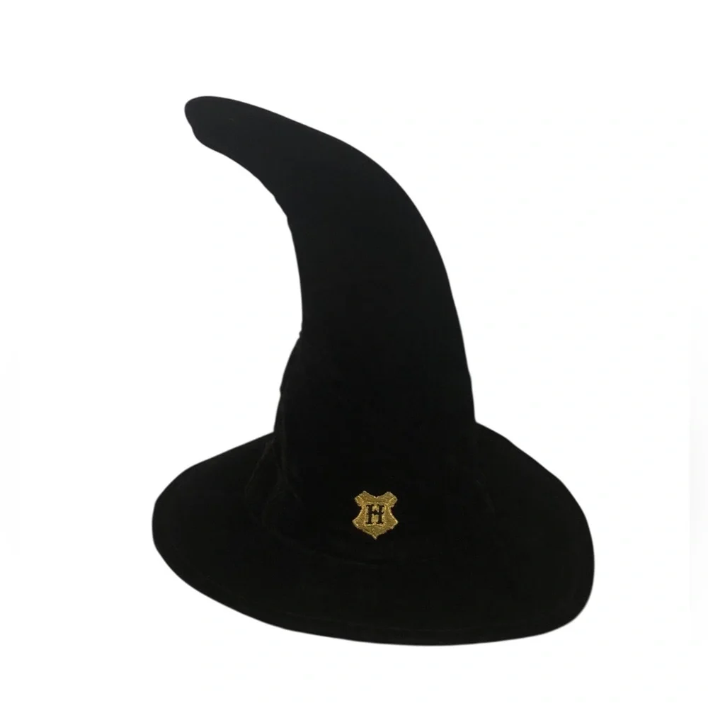 Harry Potter Warner Bros. x Elope Black Velvet Wizard Hat with Gold 'H' Crest
